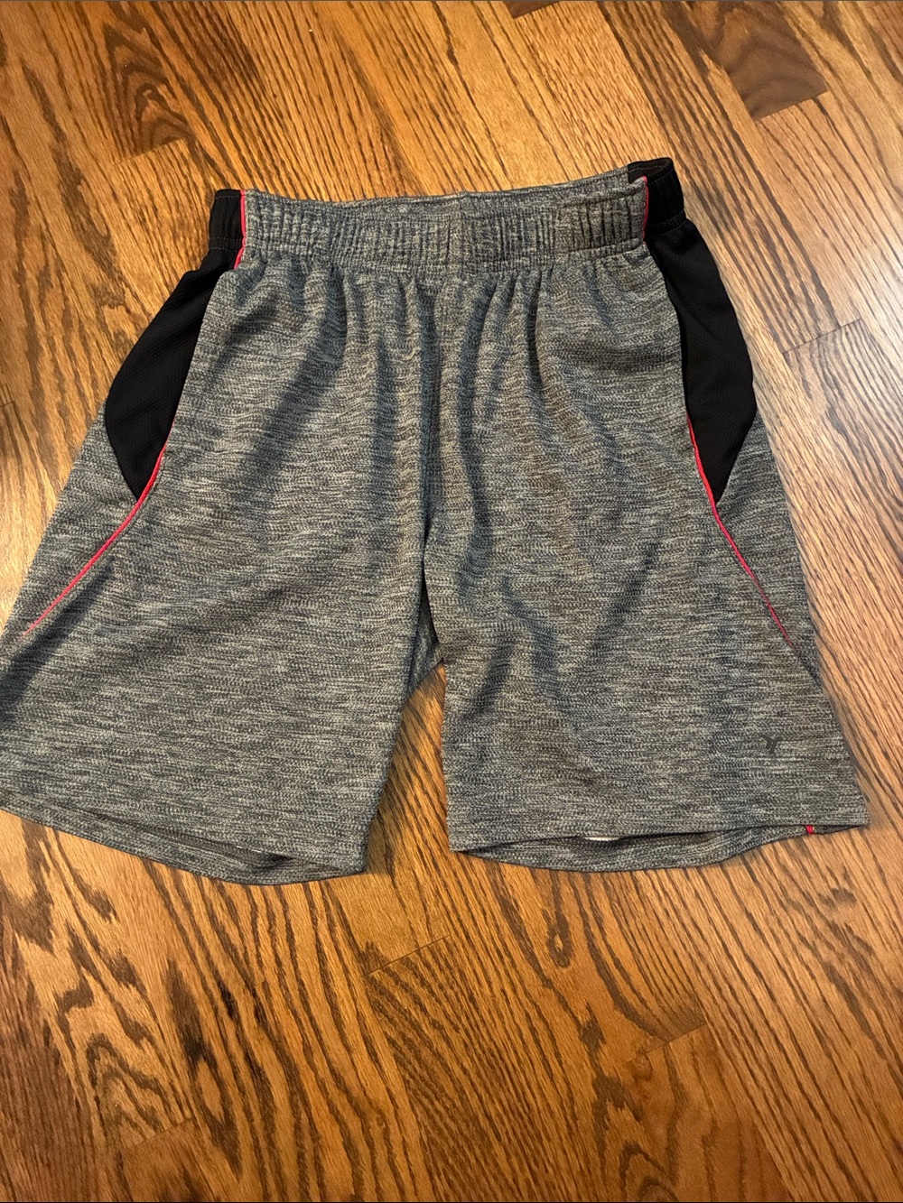 Old Navy boys Large 10-12 Gray Athletic Shorts with Black Panels and Red Trim